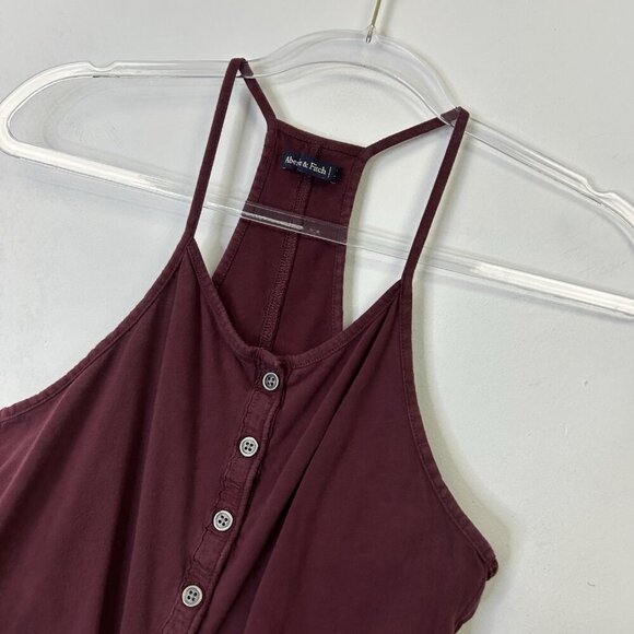 Abercrombie Fitch Tank Top Womens Size Small Burgundy Tie Front Y2K - Picture 2 of 7
